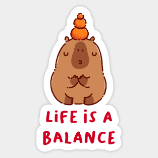 Life is a balance, capybara meditating Sticker